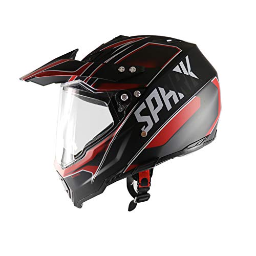 Sanqing Casco de Motocross, Motocicleta de Cara Completa Casco de Dot de Descenso de Carretera de Motocross con Visor Racing Gear,Black,M