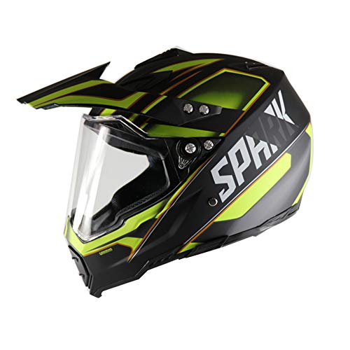 SanQing Casco para Motocicleta, Casco Full Dot Downhill de Carretera de Motocross de Cara Completa con Casco Visor Racing,Green,L