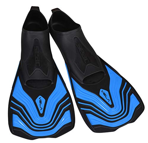 SEAC Vela Aletas Cortas para Entrenamiento de natación en la Piscina y Snorkeling, Adultos Unisex, Azul, 40/41