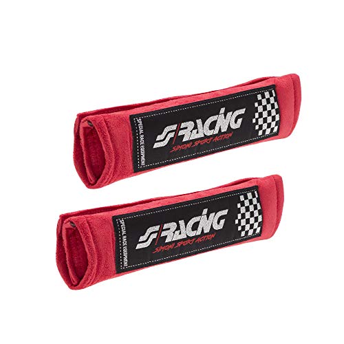 Simoni Racing CC2/R-V Almohadillas Cubre Cinturón Sport Universales, Microfibra roja