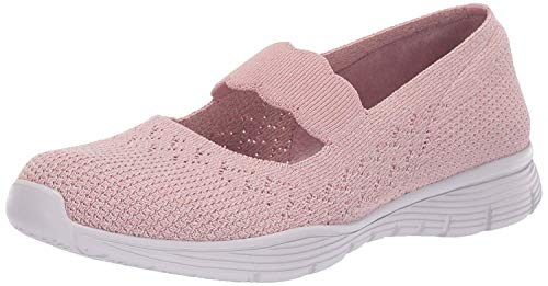 Skechers Seager-Power Hitter, Merceditas Mujer, Rosado (Ros Black Flat Knit), 38.5 EU