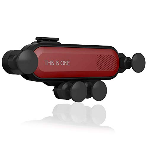 Soporte para teléfono celular para automóvil AFUNTA - Gravity Air Vent Soporte para teléfono para automóvil, Soporte para teléfono ajustable para automóvil 360 ° con desbloqueo automático-Negro y Rojo