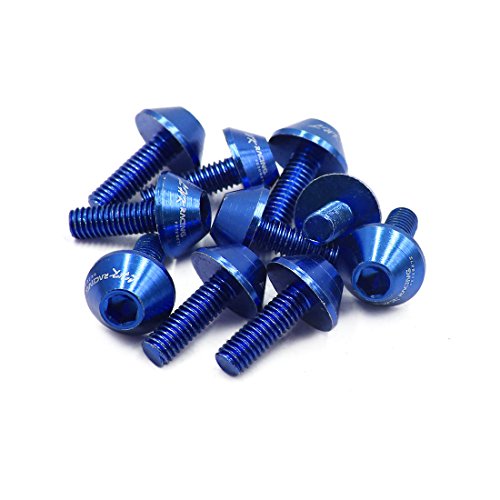 sourcing map 10Pcs Tornillos M6x15 Aluminio Azul para Moto Carenado Sujeción Cabeza Cónica