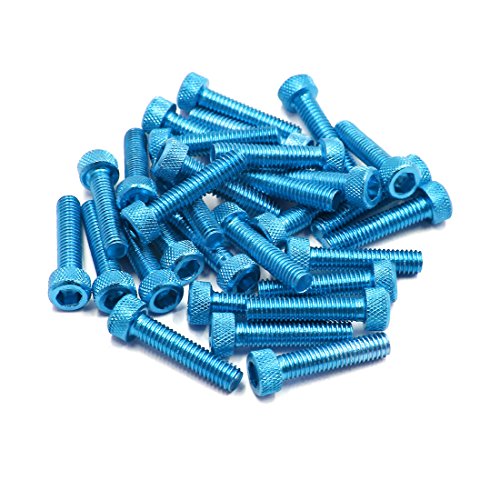 sourcing map 30Pzas M6 X 30mm Hex Tornillos de Sujeción Aluminio Azul Coche Moto Modificación