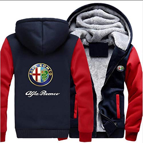 Sudaderas con Capucha para Alfa Romeo 3D Unisex Costura Cálida Casual Sports Casual Deportes Completos Cremallera Chaquetas - Adolescente Regalo Red-Large