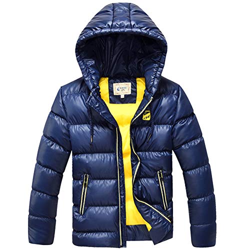 SXSHUN Niños Chaqueta de Nieve para Invierno Boys' Snow Jacket Abrigo Acolchado con Capucha para Chicos, Azul Oscuro, 7-8 años (Etiqueta: 130cm)