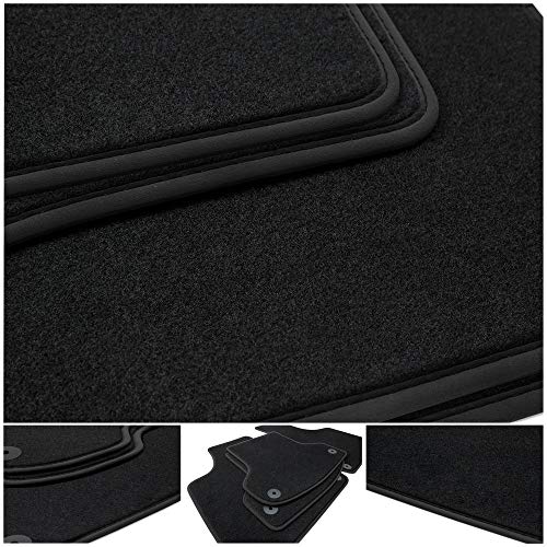 teileplus24 NL-218 Alfombrillas para Seat Tarraco Alfombrillas para Coche de Primera Calidad 4 Piezas Nubuck Costura Decorativa, Bordes:Negro