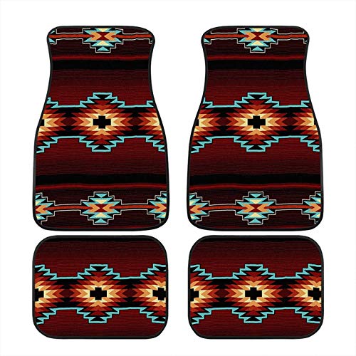 TOADDMOS Juego completo de 4 alfombrillas universales para coche, diseño de tribal, azteca Navajo, para todoterrenos, furgonetas, sedanes y camiones