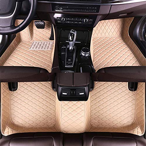 Tuqiang Alfombrillas Moqueta para Coche para B MW X6 E71 2008-2014 Impermeable Antideslizantes Alfombrillas Coche Cuero Beige