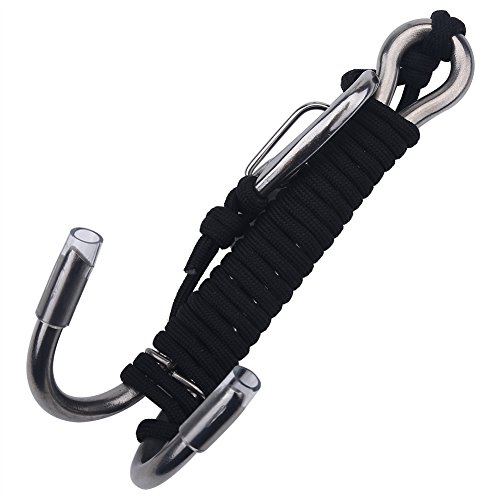 VGEBY Gancho doble de acero inoxidable para buceo con línea de nailon (color: negro)