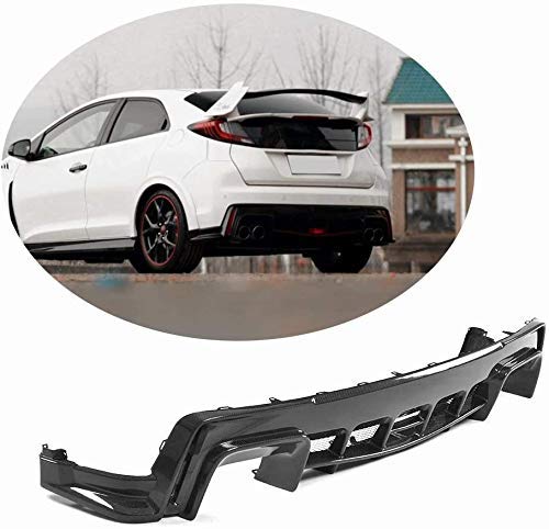 XTT Difusor de Parachoques Trasero Apto para Honda Civic MK4 Tipo R Hatchback 2015 2016 Fibra de Carbono CF Kit de carrocería de alerón Debajo de la Barbilla