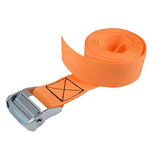 YeVhear Cam Buckle Tie Down - Correa de amarre, 4 x 50 mm, 500 kg, tapa de carga de polipropileno para el transporte de mercancías, color naranja