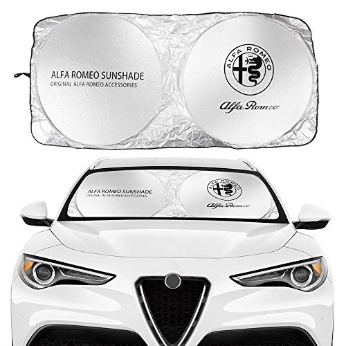 ZKL shop Cubierta de la Sombra del Sol del Parabrisas para Alfa Romeo Giulia 147 156 159 Mito Stelvio Sportiva Giulietta Accesorios Anti UV Reflector (Color : For Alfa Romeo Logo)