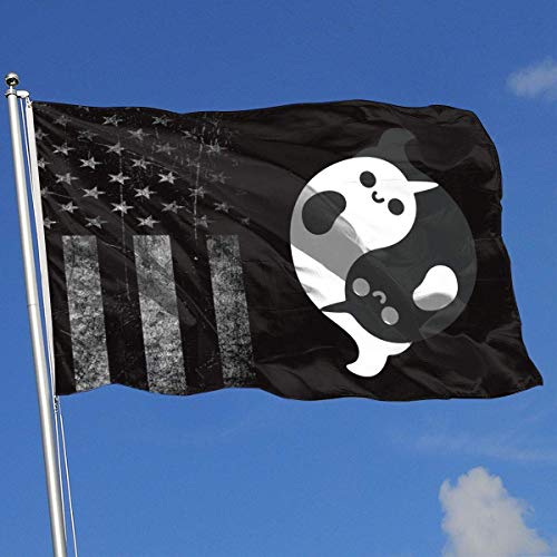 Zudrold Banderas al Aire Libre Bandera de EE. UU. Gastada Bandera de Yin Yang Narwhals para fanático de los Deportes Fútbol Baloncesto Béisbol Hockey