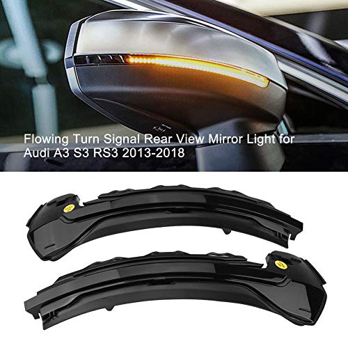 2 luces LED dinámicas, intermitentes, laterales, Reemplazo para espejo retrovisor Reemplazo para A-udi A3, S3, RS3 8V, de 2013-2019 (Black Shell)