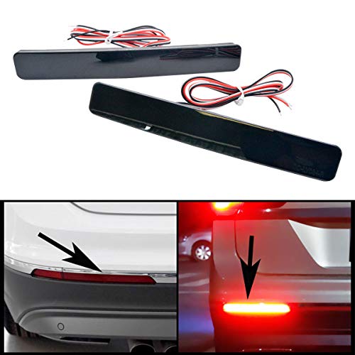 2 piezas LED negro lente parachoques trasero reflector de parada luces antiniebla rojo para 05-12 VW Transporter T5