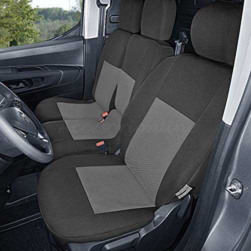 Accesorionline Fundas de Asiento 3plazas para Partner/BERLINGO/PROACE City/Combo E (Modelos Van Desde 2019) 100% A Medida, Máxima Calidad