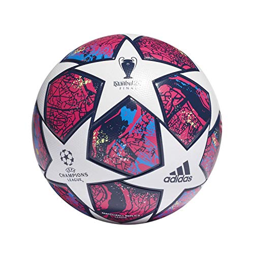 adidas Fin ist LGE Balón de Fútbol, Men's, Top:White/Pantone/Glory Blue/Dark Blue Bottom:Signal Green s20, 5