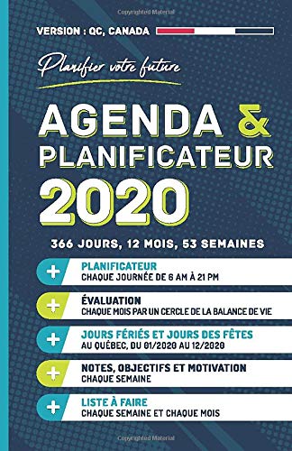 Agenda & Planificateur 2020, "366 jours, "12 MOIS", "53 semaines"  (A5 - 149 PAGES-13.97 cm x 21.59 cm): Version : Français, Québec Canada NOTES, ... "Cercle la balance de vie" (Agenda Canada)