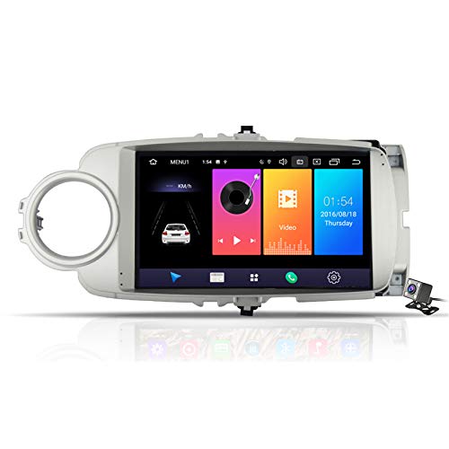 Android 9.1 2 DIN GPS Navegación Respaldo Head Unit para Toyota Yaris 2012-2017, 9 Pulgadas Audio Video Player FM/RDS Radio Soporte Mirror-Link BT Control del Volante,4 Core,WiFi: 1+16GB