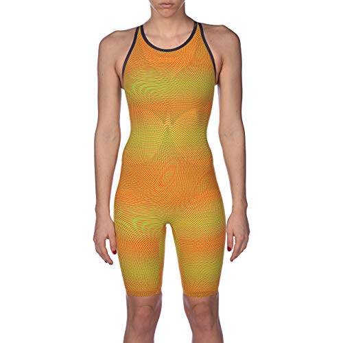 Arena Powerskin Carbon Air² - Bañador de competición con espalda cerrada para mujer - 2527, Powerskin Carbon Air2 - Bañador para mujer, 24, Lima/naranja.