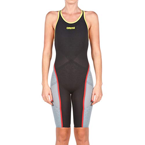 ARENA Powerskin Carbon Ultra Swim Suit-Open Back Traje de baño de una Pieza, Dark Grey/Fluo Yellow, 28 para Mujer