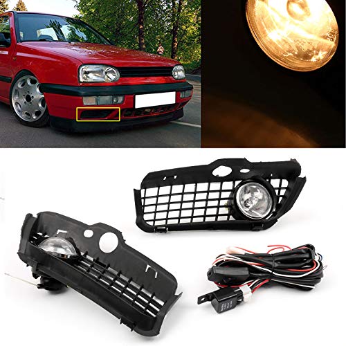 Areyourshop Rejilla de parachoques con luz antiniebla para 1992-1997 Golf MK3