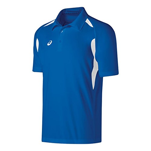 ASICS Polo Resolution para hombre - TE2521, M, Azul real/Blanco