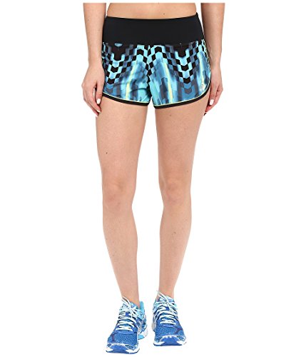 ASICS Women's Everysport Shorts, Turquoise Check Print, X-Large