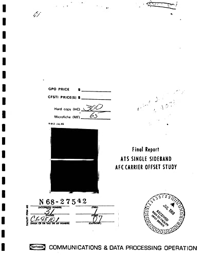 Ats Ssb Afc Carrier Offset Study Final Report, 13 Apr. - 27 Jul. 1966 (English Edition)