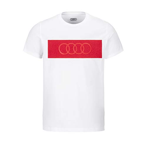Audi Camiseta con Anillos Hombre, Color Blanco, M
