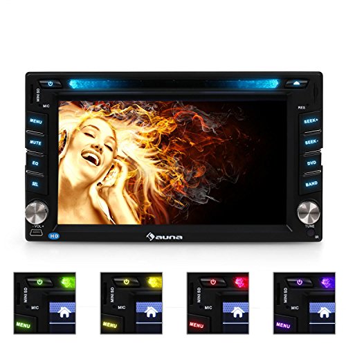 auna MVD-480 autorradio con Pantalla táctil TFT de 6,2" (DVD, Bluetooh, USB, microSD Frontal, Reproductor Multimedia, MP3, MP4, RDS, FM, Am, Memoria para emisoras, micrófono)