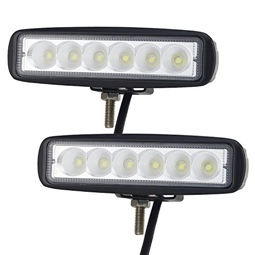 AUXTINGS 6 pulgada 18W Faros de Trabajo Led Luces Flood Light Bar Montaje de luces de antiniebla IP67 Impermeable para Off-Road Camión Coche ATV SUV Barco(2 piezas)