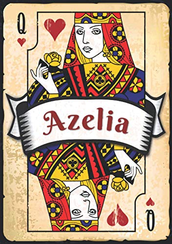 Azelia: Taccuino A5 | Nome personalizzato Azelia | Regalo di compleanno per moglie, mamma, sorella, figlia ... | Design: carte da gioco | 120 pagine a righe, piccolo formato A5 (14.8 x 21 cm)