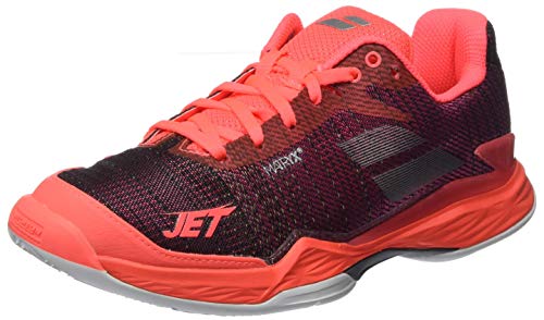 Babolat Jet Mach II Clay Sandplatzschuh Damen-Rot, Schwarz, Zapatillas de Tenis Mujer, Negro Rosa 976, 37 EU