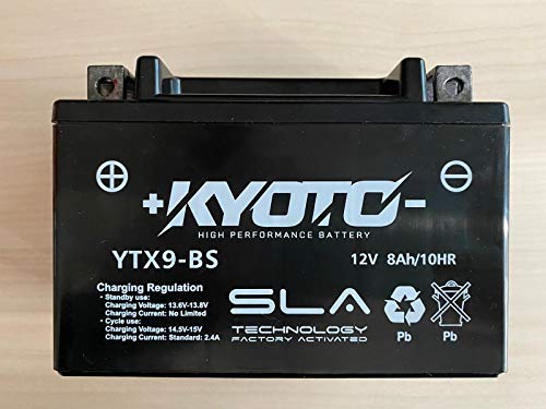 Batería de la motocicleta Kyoto SLA YTX9-BS compatible con Aprilia Habana Retrò 125 1999-2002