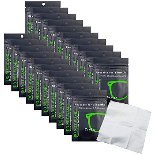 BSTOB 20PCS Toallitas antivaho para Gafas Paño desempañador de Gamuza Reutilizable para anteojos Gafas de natación Lentes de cámara