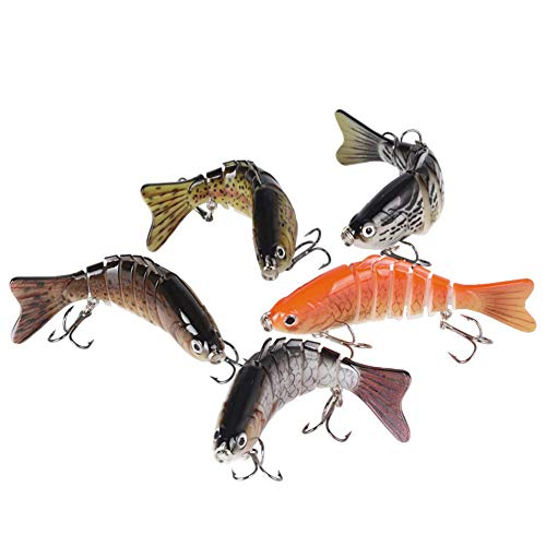 BUONDAC 5 Señuelos de Pesca 10cm Cebos de Pescar Articulados Artificiales Señuelos Spinning para Calamar Lubina Río Mar