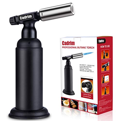 Cadrim Antorcha de Butano Grande, Antorcha Profesional Potente y Fuerte y Encendedor Culinario de Cocina Recargable, Sopletes de Cocina Ajustable para Hornear,Soldar,Manualidades ( No Incluye Butano)