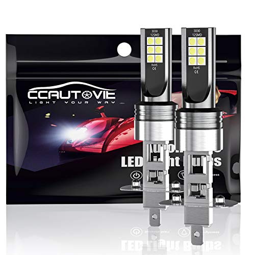 CCAUTOVIE Bombilla LED Antiniebla Coche H1 para Luces Antiniebla Circulación Diurna DRL 60W 6000K Blanco