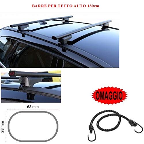 Compatible con Audi A3 Sportback 5p (2004->) Barras para techo de coche de 130 cm, barra portaequipajes para railing alto y bajo portaequipajes, acero + regalo