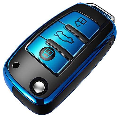 COVELL Funda para llave de coche de Audi, de alta calidad, suave, de TPU, para Audi A1, A3, A6, Q2, Q3, Q7, TT, TTS, R8, S3, S6, RS3, RS6, color azul