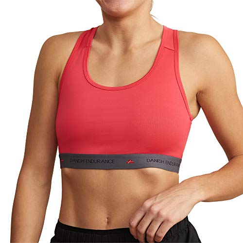 DANISH ENDURANCE Sujetador Deportivo Racerback para Mujer, sin Aros y Ligero, Bralette de Microfibra para Ejercicios, Pack de 1 (Rosa, Small)