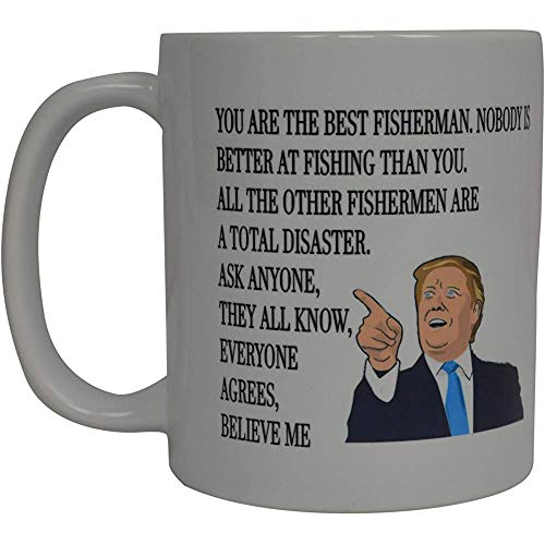 Divertido Mejor Pesca Donald Trump Taza de Café Novedad Taza Idea de Regalo Pescador Pescado