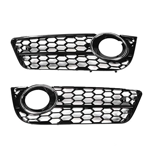 Domilay Rejillas de Luz Antiniebla de Panal de Malla Parachoques Delantero Hexagonal Reemplazo de Rejillas de Faros Antiniebla Inferiores para Audi A5 2008-2011 Cromo