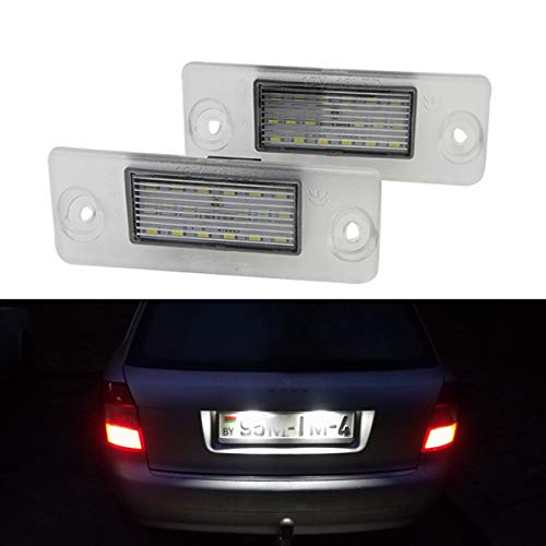 DONGMAO Luces de matrícula 2X 18 LED número Placa matrícula Luces de la lámpara para A/udi A4 B5 1995-2001 S5 B5 A3 S3 Sportback 1997-2003 A4 S4 Avant 1995-1999