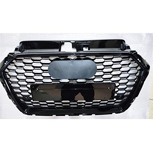 DPFXNN Rejillas de radiador para RS3 Style Front Sport Hex Mesh Honeycomb Hood Grill Negro Brillante para Au-di A3 / S3 8V 2017-2019 Accesorios De Coche