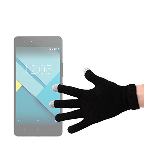 DURAGADGET Guantes Negros para Pantalla Táctil para BQ Aquaris X5 / A4.5 / M5.5 / M5 / M4.5 - Talla Grande - ¡Ideales para El Invierno!