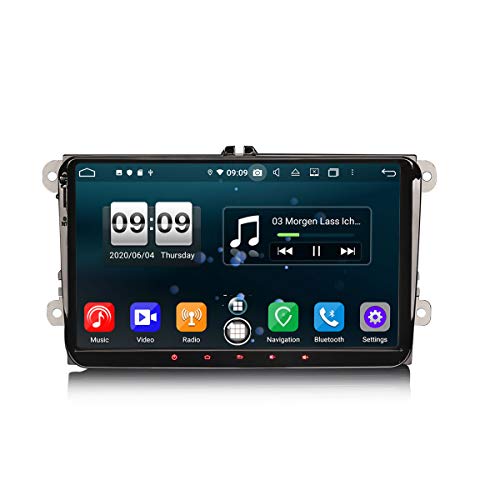 ERISIN 9 Pulgadas Android 10.0 Estéreo de Automóvil para VW Passat Caddy Golf Tiguan EOS Skoda Seat Soporte GPS Sat Nav Carplay Android Auto DSP Bluetooth WiFi Dab + TPMS 8Core 4GB RAM + 64GB ROM