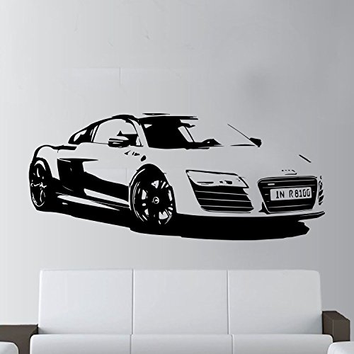 Escobilla limpiacristales XL para Audi R8 Coupe Sports Adhesivo decorativo para pared, vinilo, negro, Black Xtra Large - 135cm W x 58cm H As Pictured